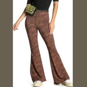 Free People Womens Brown Floral Flare Boho Wide
